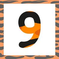 nummer negen met tijgerpatroon vector