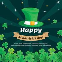 Saint Patrick's Day social media postontwerp met hoed en groene klaver vector