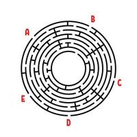 abstracte ronde doolhof. spel voor kinderen. puzzel voor kinderen. de juiste weg vinden. labyrint raadsel. platte vectorillustratie geïsoleerd op een witte achtergrond. met plaats voor uw afbeelding. vector