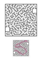 abstracte vierkante doolhof. spel voor kinderen. puzzel voor kinderen. een ingangen, een uitgang. labyrint raadsel. eenvoudige platte vectorillustratie geïsoleerd op een witte achtergrond. met antwoord. vector