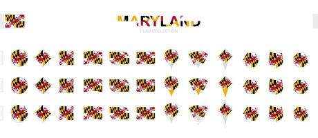 groot verzameling van Maryland vlaggen van divers vormen en Effecten. vector