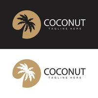 kokosnoot boom logo ontwerp zomer strand fabriek palm boom illustratie sjabloon vector