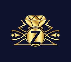 z brief diamant luxe met gouden kleur bedrijf logo ontwerp vector