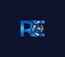donder energie opnieuw brief blauw kleur logo ontwerp bedrijf concept vector