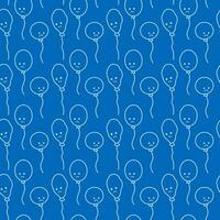 contour tekening van ballonnen met verdrietig gezicht naadloos patroon ontwerp concept in modieus monochroom blauw vector