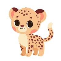 schattig tekenfilm guepard Jachtluipaard vector kinderachtig vector illustratie in vlak stijl. voor poster, groet kaart en baby ontwerp. vector illustratie