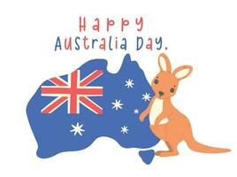 schattig baby kangoeroe tekenfilm met Australisch vlag en kaart vector