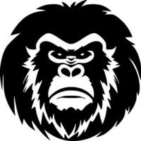 gorilla - zwart en wit geïsoleerd icoon - vector illustratie