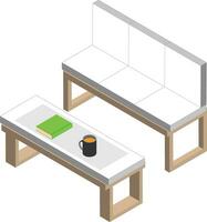 isometrische wit bank en koffie tafel vector