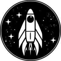 raket - zwart en wit geïsoleerd icoon - vector illustratie
