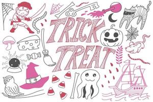 trick or treat halloween doodles kunst vector