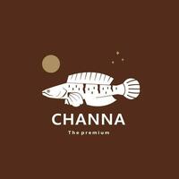 dier channa natuurlijk logo vector icoon silhouet retro hipster