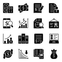 pak van bedrijf accounting glyph vector pictogrammen