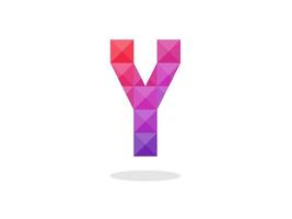 geometrische letter y-logo met perfecte combinatie van rood-blauwe kleuren. vector