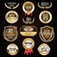 luxe gouden en bruine badges en labels collectie illustratie vector