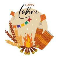 vector illustratie van gelukkig lohri vakantie achtergrond voor Punjabi festival.