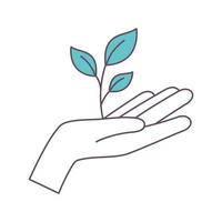 hand houdt plant vast vector