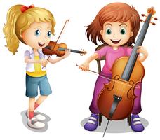 Meisjes spelen viool en cello vector