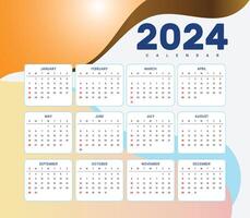 2024 nieuw jaar kalender sjabloon perfect kantoor schrijfbehoeften vector