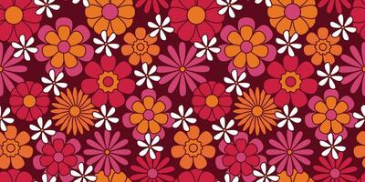 kleurrijk groovy bloemen naadloos patroon. hippie stijlvol. grappig veelkleurig afdrukken voor kleding stof, papier, ieder oppervlakte ontwerp. psychedelisch behang vector