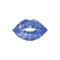 vector lippenstift kus afdrukken blauw Aan wit achtergrond