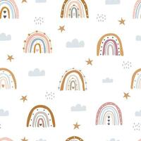 naadloos vector patroon met regenbogen en wolk baby structuur voor kleding stof textiel behang kleding omhulsel