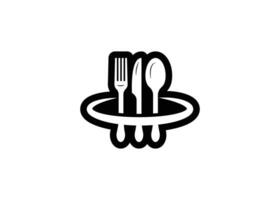 minimaal lepel, vork en mes vector logo ontwerp sjabloon