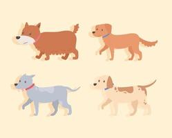 set van schattige honden wandelen vector