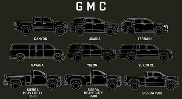 gmc auto blauwdruk voorkant visie verzameling vector