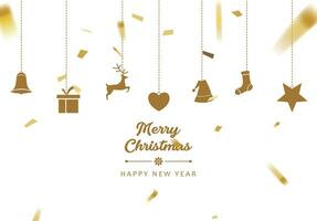 vrolijk Kerstmis en gelukkig nieuw jaar achtergrond voor groet kaarten vector tekst belettering