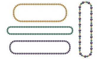 hand- getrokken waterverf mardi gras carnaval symbolen. draad van kralen ketting sieraden gooit in traditioneel kleur. single voorwerp geïsoleerd Aan wit achtergrond. ontwerp voor partij uitnodiging, afdrukken, winkel vector