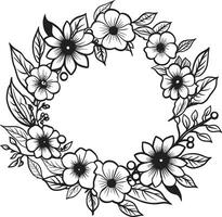 modern bruiloft boeket zwart bloemen icoon ontwerp artistiek krans detail elegant vector logo element