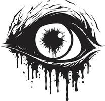 griezelig verontrustend oogopslag zwart zombie icoon beangstigend zombie staren griezelig oog embleem vector