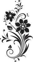 abstract bloemen charme hand- weergegeven zwart vector icoon strak botanisch silhouet hand- getrokken vector embleem