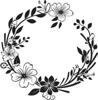 chique bloemen uitdrukking decoratief kader logo serenade in bloeien boeket vector icoon ontwerp
