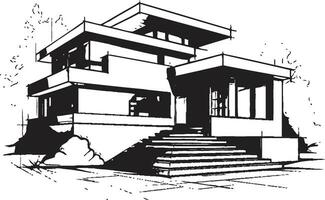 paar- huis schetsen duplex ontwerp vector icoon concept tweeling woonplaats indruk duplex huis schetsen in vector logo