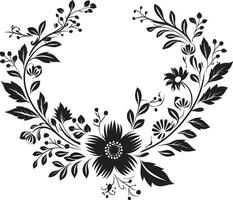 monochroom bloemen rapsodie noir emblematisch fluistert noir bloesem etsen ingewikkeld zwart embleem schetsen vector