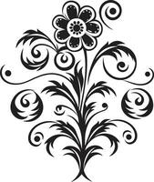 strak bloemen contouren zwart iconisch logo element biologisch noir bloesems hand- weergegeven vector ontwerp