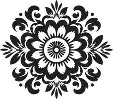 mozaïekpatroon bloei meetkundig vector patroon gestructureerd bloemen zwart tegel logo ontwerp