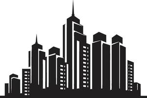stadslijn wolkenkrabber silhouet meerdere verdiepingen gebouw in vector logo horizon meerdere verdiepingen indruk stadsgezicht vector logo icoon