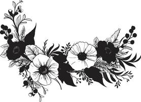 chique bloemen details uitnodiging kaart vector ornamenten ingewikkeld bloemblad composities zwart overladen embleem ontwerpen