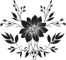 wijnoogst geïnkt tuin kronieken handgemaakt bloemen pictogrammen noir bloemen mijmering zwart bloemen logo elementen vector