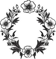 stralend bloemen insluiten decoratief zwart logo bevallig kader grens zwart vector kader