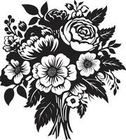 gotisch bloemen medley decoratief zwart icoon harmonisch boeket ensemble zwart embleem ontwerp vector