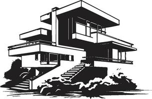 huis structuur symbool architectuur ontwerp vector embleem futuristische residentie icoon huis idee ontwerp in vector