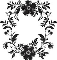 elegant bloesem omringen decoratief zwart kader ingewikkeld bloemen omhelzing zwart kader logo vector