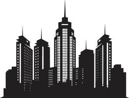 metropolis torenlijnen meerdere verdiepingen stadsgezicht vector icoon stedelijk tapijtwerk hoogten meerdere verdiepingen gebouw in vector embleem