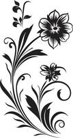 chique geïnkt flora wijnoogst noir embleem ontwerp elementen etherisch noir bloemblaadjes humeurig hand- getrokken bloemen vectoren