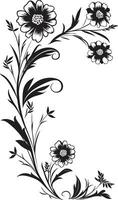 grillig geïnkt flora humeurig bloemen vector kronieken artistiek noir tuin werveling ingewikkeld zwart embleem kunst