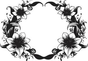 artistiek zwart bloemblad accenten decoratief logo elementen chique geïnkt bloemen noir uitnodiging kaart grafiek vector